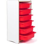 prime dükkan 6 Çekmeceli Çocuk Oyuncak ve Aktivite Dolabı,Beyaz-Kırmızı 18mm MDF