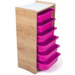 prime dükkan 6 Çekmeceli Çocuk Oyuncak ve Aktivite Dolabı,Ceviz-Lila 18mm MDF