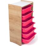 Prime Dükkan 6 Çekmeceli Çocuk Oyuncak ve Aktivite Dolabı,ceviz-Pembe 18MM Mdf - Ceviz - Pembe