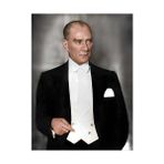 Prime Ev Dekorasyonu ve Duvar Süsü Için Atatürk Kanvas Tablo | PREMIUM%100 Pamuk Kumaş | Canlı Renkli Ultra Baskı - Kestane Akaju - Option-1