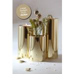 PRİME HOME 3 Lü Gold Krom Parlak Yüzey Mumluk Dekoratif Tealight Set Mum Abs Plastik Altın
