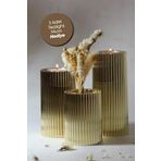 PRİME HOME 3 Lü Gold Krom Tırtıklı Yüzey Mumluk Dekoratif Tealight Set Mum Abs Plastik Altın