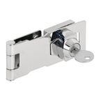 Prime-Line U 9951 Anahtarlı Hasp Kilidi - Küçük Kapılar, Dolaplar ve Daha Fazlası için Döner Düğme Anahtarlı Kilitleme Haspı, 4" x 1-5/8", Çelik, Krom Kaplama (Tekli Paket)