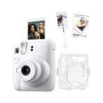 Prime Mini 12 Beyaz Fotoğraf Makinesi-10'lu Film-Kıskaçlı Resim Standı ve Simli Pleksi Kılıf Seti - Açık Bej