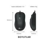 Prime MS102 USB Kablolu 2400DPI 4 Tuşlu Mouse -Sessiz Pc, Mac, Dizüstü Bilgisayar Için, Windows, Linux ve Mac ile Uyumlu Sağ ve Sol Elle Kullanıma Uygun, 99GR Hafif Optik Mouse Siyah