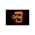 Prime Neon Coffe Bardak Neon Tabela Beyaz Amber Renk 45x40 cm Adaptör Dahil Dekoratif Aydınlatma
