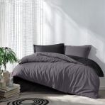 Prime Sleeks %100 Pamuk Çift Kişilik Nevresim Takımı 200X220CM, Lastikli Çarşaf, Colormix Pamuklu Yatak Örtüsü - Antrasit - Siyah - 200 x 220 cm
