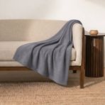 Prime Sleeks Kalın Dokulu Yün Tv Battaniyesi 120X150 cm Koltuk Şalı Diz Örtüsü Throw Battaniye - Gri - 120 x 150 cm