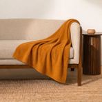 Prime Sleeks Kalın Dokulu Yün Tv Battaniyesi 120X150 cm Koltuk Şalı Diz Örtüsü Throw Battaniye - Hardal - 120 x 150 cm