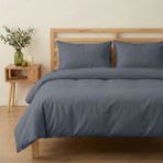 Prime Sleeks Tek Kişilik %100 Pamuk Nevresim Takımı 160 x 220 Cm, Lastikli Çarşaflı Set, Antrasit