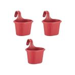 Prime Tom1 Askılı Balkon Saksı – 3 Litre, 3 Adet | Kırmızı Renk | 22,2 cm | Askılı Tasarım