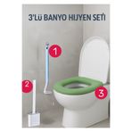 Primeaks 3’lü Banyo Hijyen Seti – Silikon Klozet Fırçası + Duvara Asılabilir Fırça + Konforlu Oturma Pedi