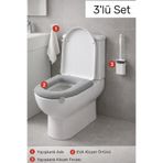 Primeaks 3’lü Banyo Seti – EVA Klozet Süngeri, Duvara Yapışan Klozet Fırçası ve 5 Kancalı Yapışkanlı Askı
