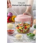 Primeaks 5 Bıçaklı Süper Hızlı İpli El Rondosu - 900Ml Geniş Hazne