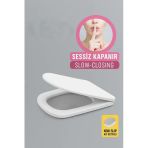 Primeaks Kare Slim Klozet Kapağı – Sessiz Kapanır, Kolay Montaj, Universal Uyumlu, Kaymaz Alt Destekli