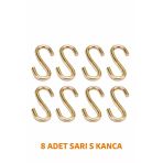 Primeaks Sarı S Kanca 8 Adet | Galvanizli Çelik Askı Kancası | Bahçe, Mutfak, Atölye Kullanımı