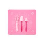 Primeaks Silikon Hamur Açma Matı 40X50 cm + 3’lü Mutfak Seti (Çırpıcı, Spatula, Yağ Fırçası)