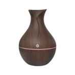 PrimeHome Dekoratif Vazo Ahşap Görünümlü 7 Renk RGB Işıklı Aroma Difüzör Hava Nemlendirici (Regular) - Kahverengi