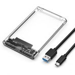 PrimeX PX-3000 2.5 İnç Şeffaf Harddisk SSD Kutusu, USB 3.0 Type-C SATA HDD SSD Harici Disk Kutusu, Laptop Harddisk Kutusu, Taşınabilir Harici Depolama Adaptörü