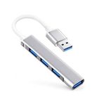 PrimeX PX-TYP5 4 Port USB 3.0 Hub, Ultra Slim Gri USB Çoklayıcı, 5Gbps Hızlı Veri Aktarımı, Laptop PC MacBook Notebook İçin Alüminyum Taşınabilir USB Çoğaltıcı