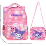 Princess Kuromi Temalı Ortopedik Ilkokul Sırt Çantası ve Beslenme Çantası,okul Sırt Çantası - Toz Pembe - 40-18-30