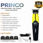Princo Şarjlı Dokunmatik Sarı Dijital Ekran Saç Sakal Tıraş Makinası PR-650