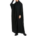 Pringbud Büzgülü Kol Abaya Elbise, İlkbahar ve Sonbahar için Maksi Boy Elbise, Kadın Giyim, Siyah, Tek Beden