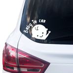 PrintAttack P007 | Baby in Car Sticker 14 cm x 10 cm Araba Çıkartması Bebek Çıkartması Otomobil Çıkartması Vinil Bebek Tahta (V1 Erkek, Beyaz)