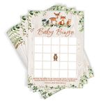 Printed Party Woodland Baby Shower Bingo Oyunu 50 Kart Orman Hayvanları Geyik Ayı Tilki (WDLAND-Bebek-Bingo)
