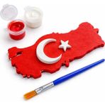 Printella 23 Nisan Boyama Seti Türkiye Haritası Ay Yıldız Figürlü Fırça ve Boya Dahil - Beyaz