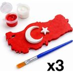 Printella 3lü 23 Nisan Boyama Seti Türkiye Haritası Ay Yıldız Figürlü Fırça ve Boya Dahil - Beyaz