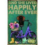Printhome Ahşap Vintage Tablo " And She Lived Happily After Ever" Ahşap Mdf 25X35CM