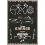 Printhome Ahşap Vintage Tablo " Classic Garage" Ahşap Mdf 25X35CM