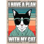 Printhome Ahşap Vintage Tablo " I Have A Plan Whit My Cat" Ahşap Mdf 25X35CM