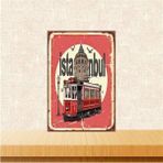 Printhome Ahşap Vintage Tablo " Istanbul Beyoğlu" Ahşap Mdf 25X35CM