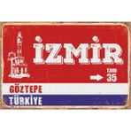 Printhome Ahşap Vintage Tablo " Izmir Göztepe Tam 35 " Ahşap Mdf 25X35 cm - 1 Adet