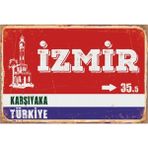 Printhome Ahşap Vintage Tablo " Izmir Karşıyaka 35,5 " Ahşap Mdf 25X35 cm - 1 Adet