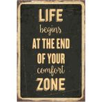 Printhome Ahşap Vintage Tablo " Life Begins At The End Of Your" Mdf 25X35CM