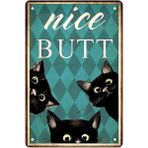 Printhome Ahşap Vintage Tablo " Nice Butt Cats" Ahşap Mdf 25X35CM