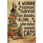Printhome Ahşap Vintage Tablo " She Also Needs Cats" Ahşap Mdf 25X35CM