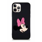PrintiFy Apple Apple iPhone 12 Pro Soft Premier Kapak Minnie Mouse-a Tasarımlı Silikon Kılıf - Siyah