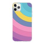PrintiFy Apple iPhone 11 Pro ile Uyumlu Kapak Renk Cümbüşü B Tasarımlı 1mm Fit Şeffaf Silikon Kılıf Mor