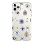 PrintiFy Apple iPhone 11 Pro Max ile Uyumlu 1mm Slim Fit Nazar Boncuğu 5 Baskılı Şeffaf Kılıf