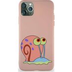 Printify Apple Iphone 11 Pro Max Soft Premier Kapak Salyangoz Gary Tasarımlı Silikon Kılıf - Pudra