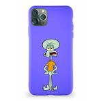 Printify Apple Iphone 11 Pro Max Soft Premier Kapak Squidward Dokunaç Tasarımlı Silikon Kılıf - Mor