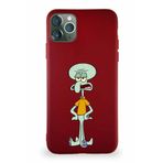 Printify Apple Iphone 11 Pro Max Soft Premier Kapak Squidward Dokunaç Tasarımlı Silikon Kılıf - Mürdüm