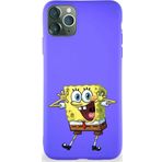 Printify Apple Iphone 11 Pro Max Soft Premier Kapak Sünger Bob Tasarımlı Silikon Kılıf - Mor