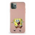Printify Apple Iphone 11 Pro Max Soft Premier Kapak Sünger Bob Tasarımlı Silikon Pudra Kılıf