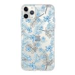 Printify Apple iPhone 11 Pro Max Uyumlu Kapak Floral Mavi Tasarımlı Şeffaf Silikon Kılıf