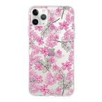 Printify Apple iPhone 11 Pro Max Uyumlu Kapak Floral Pembe Tasarımlı Şeffaf Silikon Kılıf